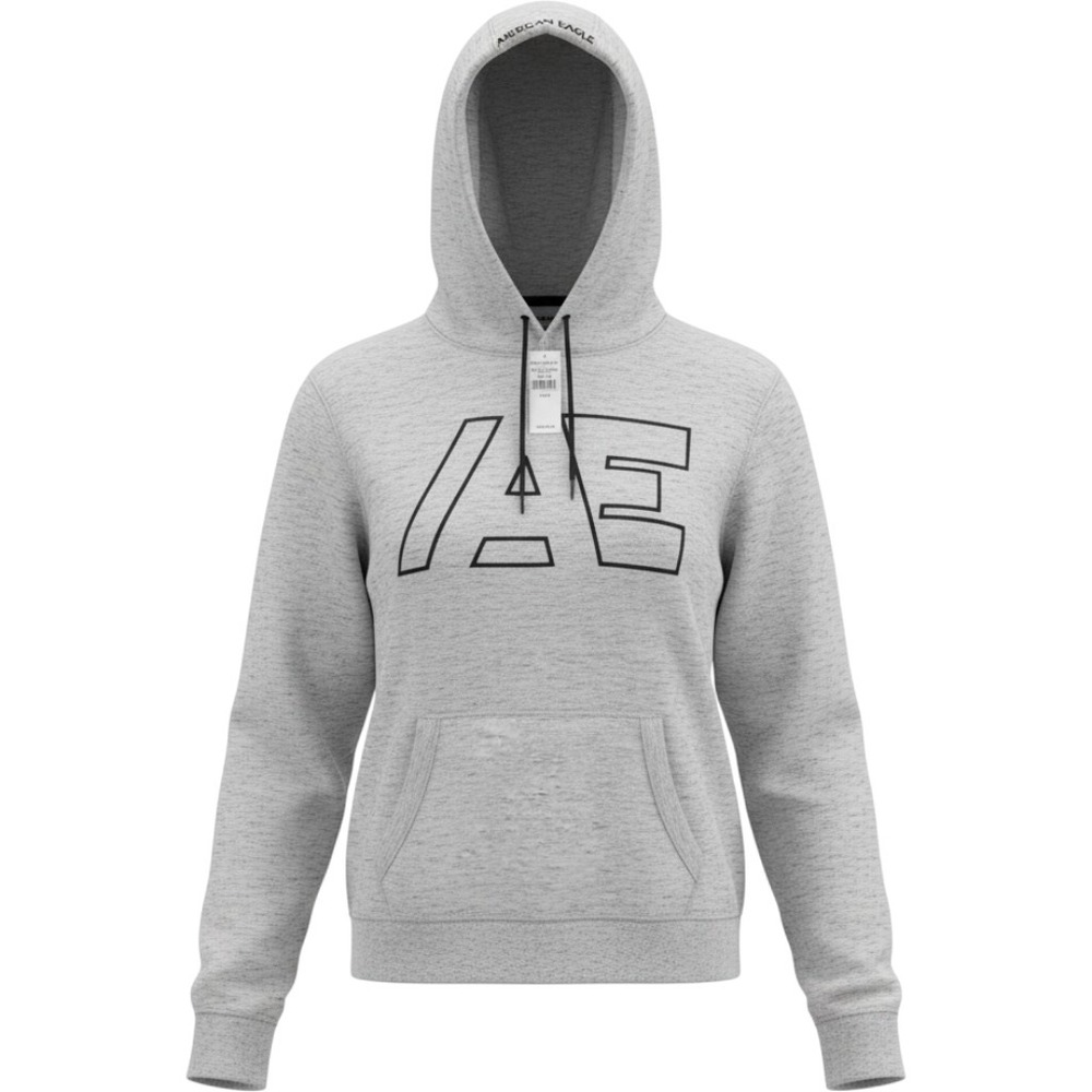 American Eagle Mens Grey Marl AE Logo Side Zip Hoodie Sweatshirt XL NEW